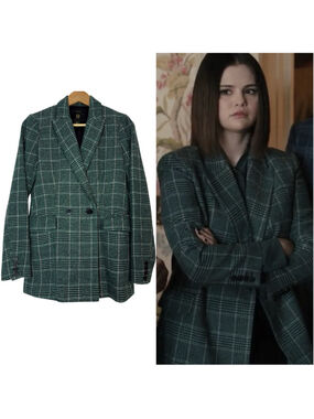 House of Harlow Blazer Jacket Green Tartan Plaid Double Breasted Wool XS